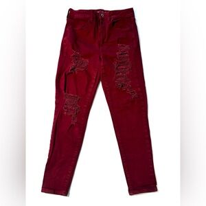 American Eagle Super Hi-Rise Jegging Next Level‎ Stretch Maroon Jeans Size 6 XS